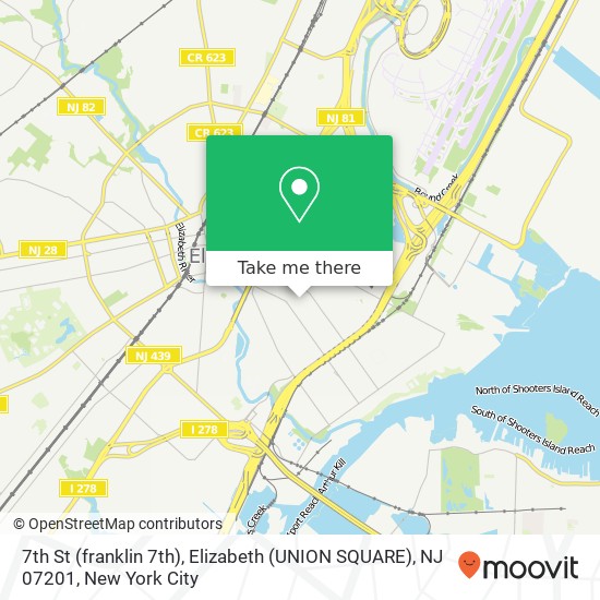 7th St (franklin 7th), Elizabeth (UNION SQUARE), NJ 07201 map