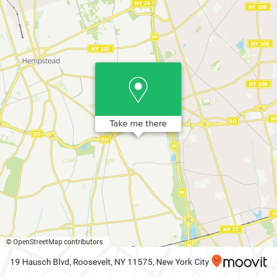 Mapa de 19 Hausch Blvd, Roosevelt, NY 11575