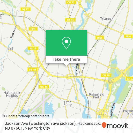 Mapa de Jackson Ave (washington ave jackson), Hackensack, NJ 07601
