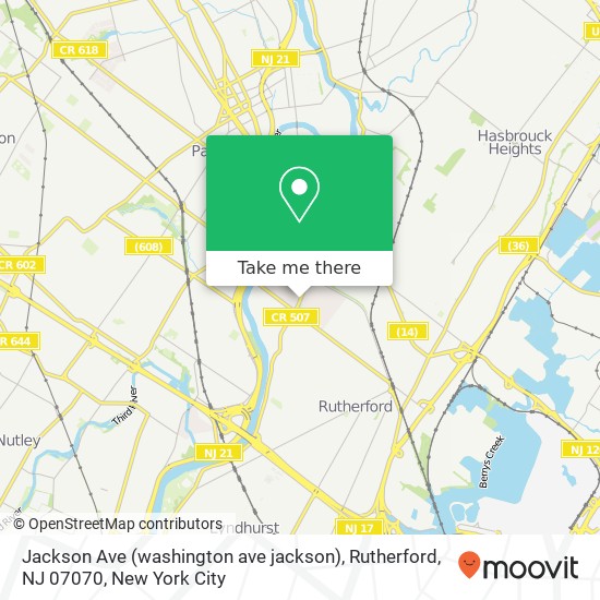 Jackson Ave (washington ave jackson), Rutherford, NJ 07070 map