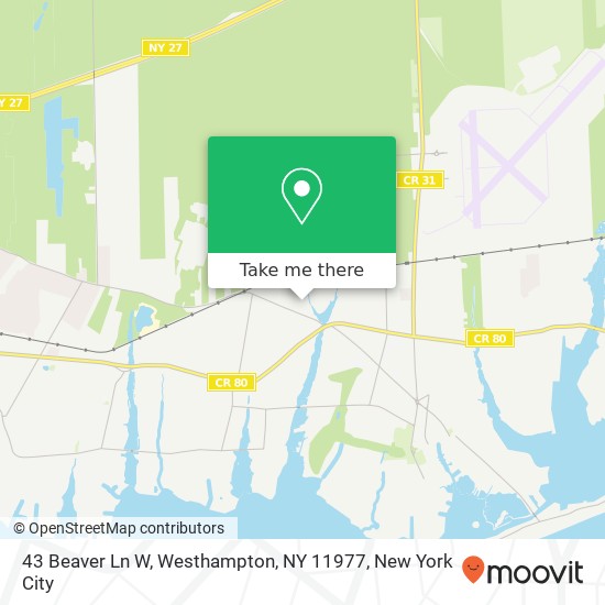 Mapa de 43 Beaver Ln W, Westhampton, NY 11977
