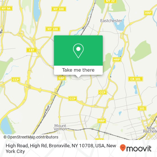 Mapa de High Road, High Rd, Bronxville, NY 10708, USA