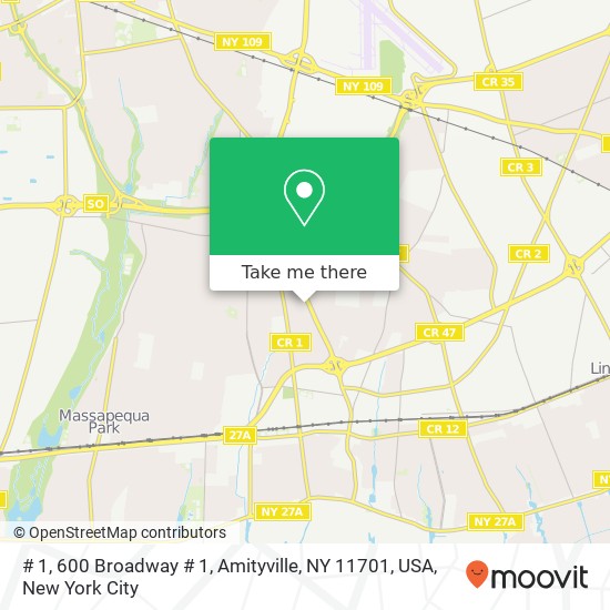 Mapa de # 1, 600 Broadway # 1, Amityville, NY 11701, USA