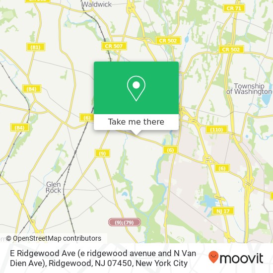 E Ridgewood Ave (e ridgewood avenue and N Van Dien Ave), Ridgewood, NJ 07450 map