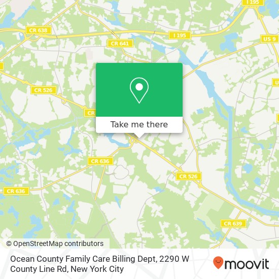 Ocean County Family Care Billing Dept, 2290 W County Line Rd map