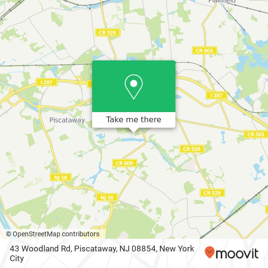 Mapa de 43 Woodland Rd, Piscataway, NJ 08854