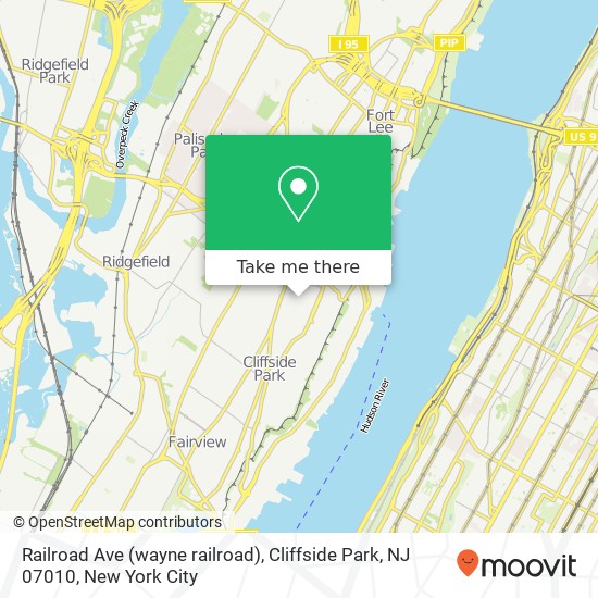 Mapa de Railroad Ave (wayne railroad), Cliffside Park, NJ 07010