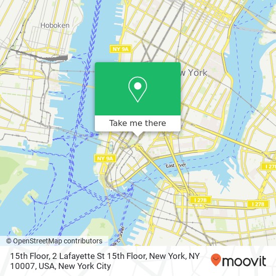 Mapa de 15th Floor, 2 Lafayette St 15th Floor, New York, NY 10007, USA