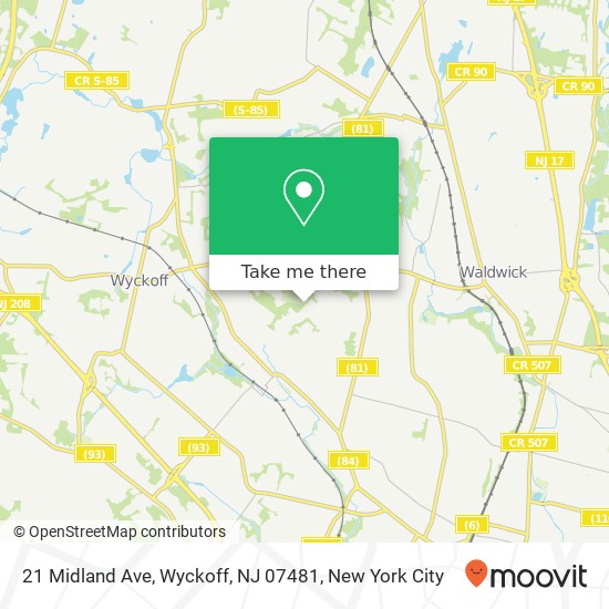 Mapa de 21 Midland Ave, Wyckoff, NJ 07481