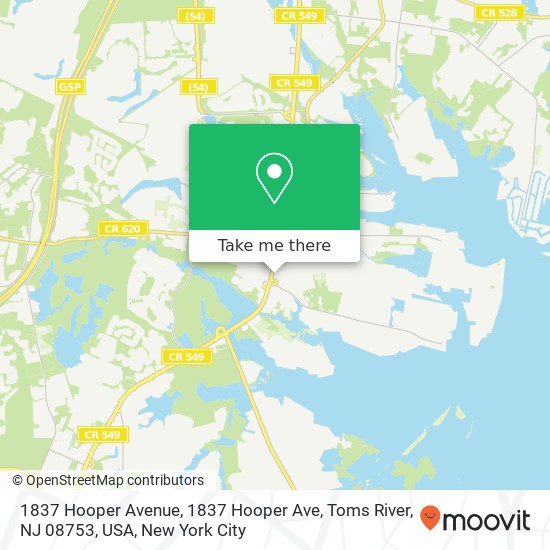 1837 Hooper Avenue, 1837 Hooper Ave, Toms River, NJ 08753, USA map