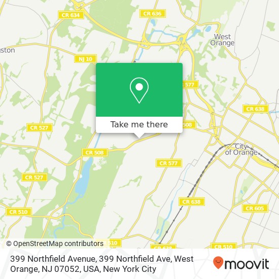 399 Northfield Avenue, 399 Northfield Ave, West Orange, NJ 07052, USA map