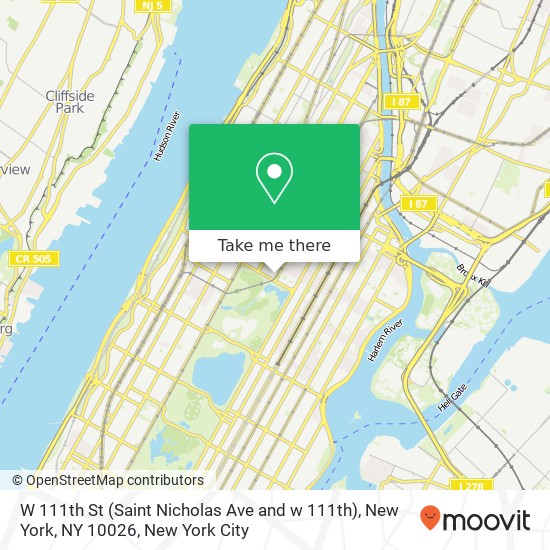 W 111th St (Saint Nicholas Ave and w 111th), New York, NY 10026 map