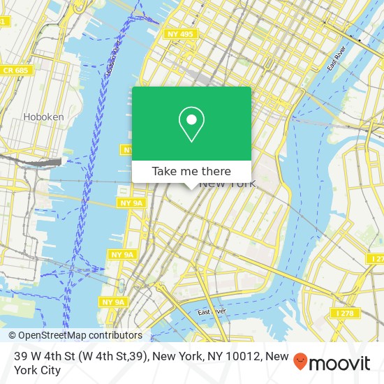 Mapa de 39 W 4th St (W 4th St,39), New York, NY 10012