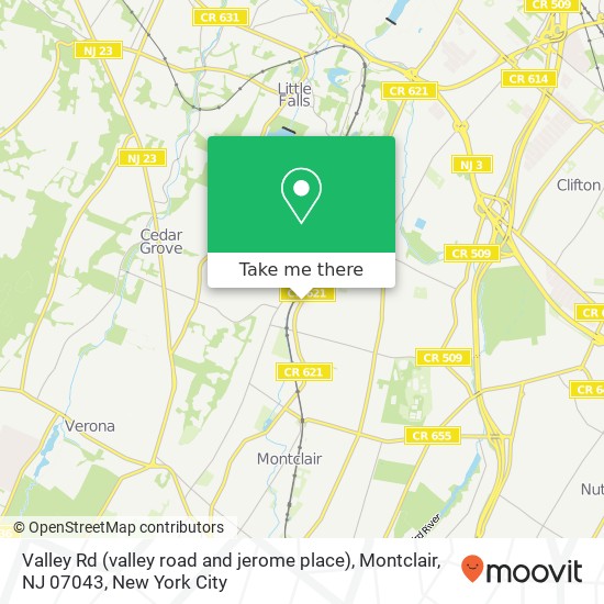 Valley Rd (valley road and jerome place), Montclair, NJ 07043 map