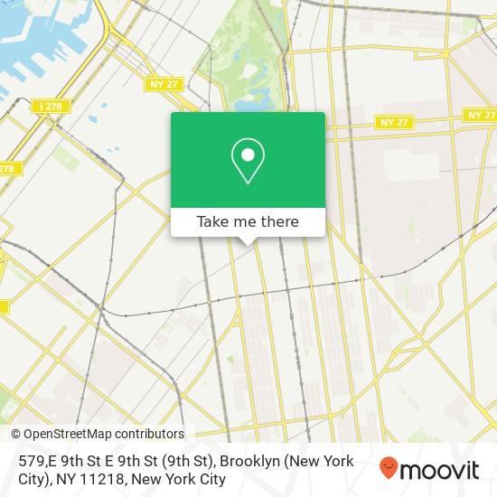 Mapa de 579,E 9th St E 9th St (9th St), Brooklyn (New York City), NY 11218