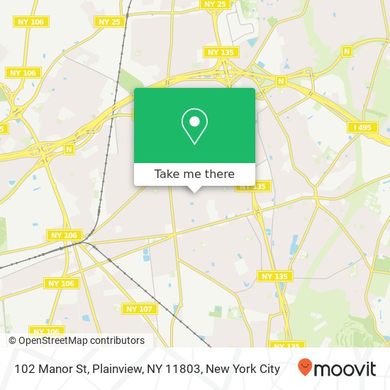 Mapa de 102 Manor St, Plainview, NY 11803