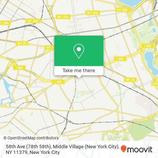 Mapa de 58th Ave (78th 58th), Middle Village (New York City), NY 11379