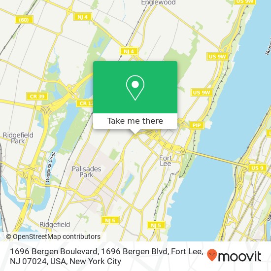 1696 Bergen Boulevard, 1696 Bergen Blvd, Fort Lee, NJ 07024, USA map