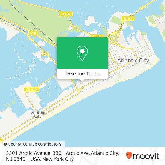 Mapa de 3301 Arctic Avenue, 3301 Arctic Ave, Atlantic City, NJ 08401, USA