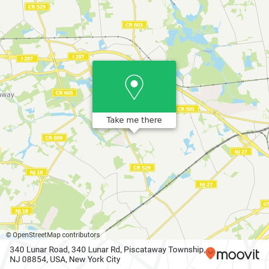 Mapa de 340 Lunar Road, 340 Lunar Rd, Piscataway Township, NJ 08854, USA