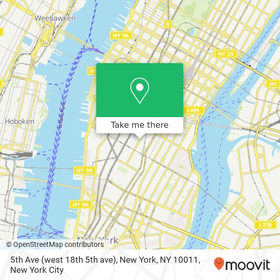 Mapa de 5th Ave (west 18th 5th ave), New York, NY 10011