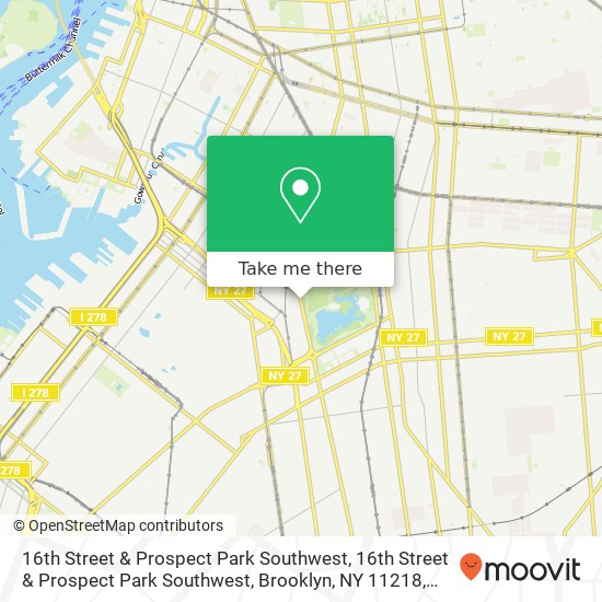 Mapa de 16th Street & Prospect Park Southwest, 16th Street & Prospect Park Southwest, Brooklyn, NY 11218, USA
