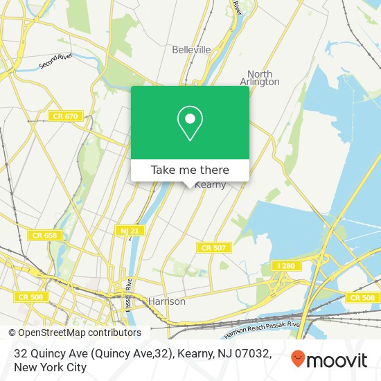 32 Quincy Ave (Quincy Ave,32), Kearny, NJ 07032 map