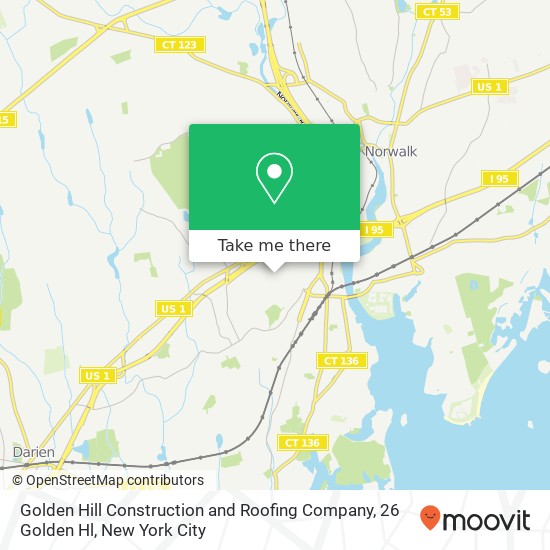Mapa de Golden Hill Construction and Roofing Company, 26 Golden Hl