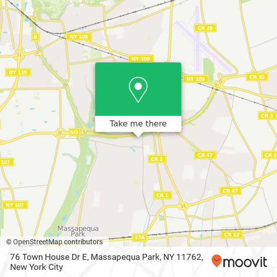 Mapa de 76 Town House Dr E, Massapequa Park, NY 11762