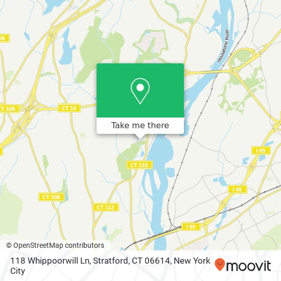 Mapa de 118 Whippoorwill Ln, Stratford, CT 06614
