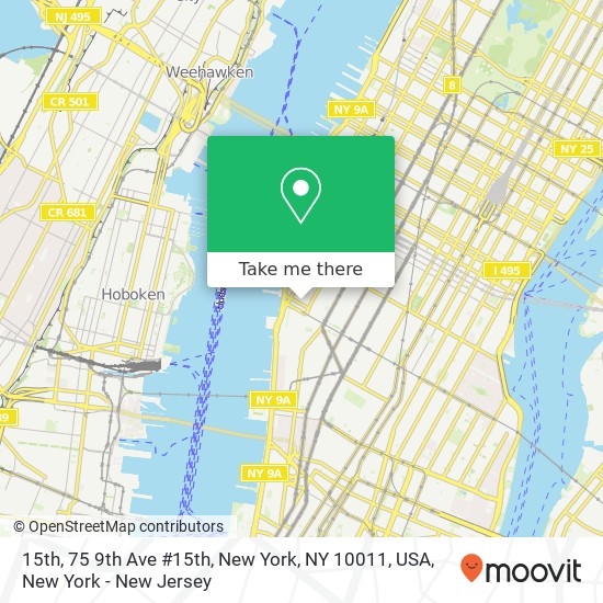 Mapa de 15th, 75 9th Ave #15th, New York, NY 10011, USA