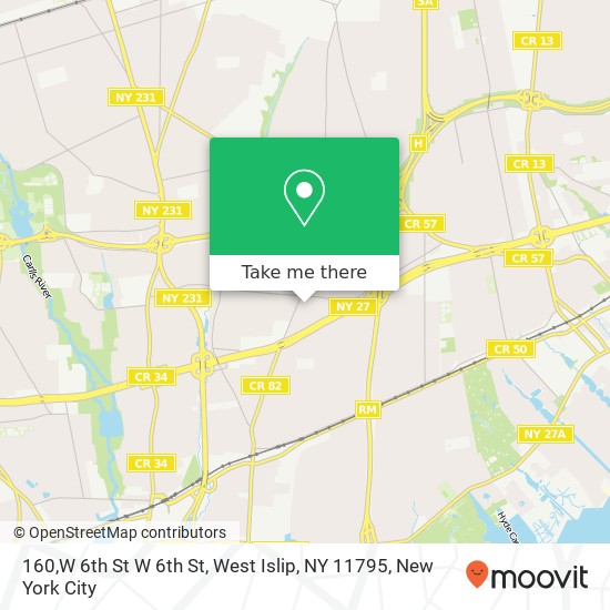 Mapa de 160,W 6th St W 6th St, West Islip, NY 11795