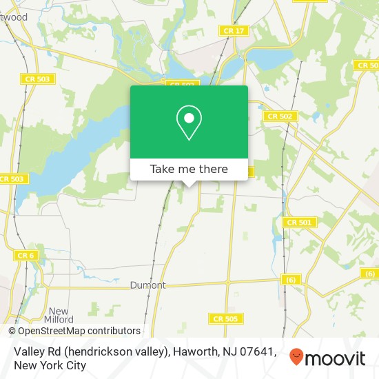 Mapa de Valley Rd (hendrickson valley), Haworth, NJ 07641