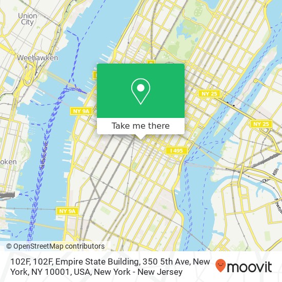 Mapa de 102F, 102F, Empire State Building, 350 5th Ave, New York, NY 10001, USA