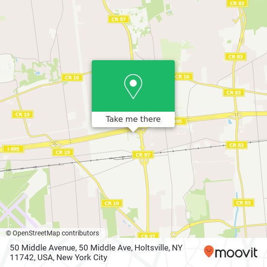 Mapa de 50 Middle Avenue, 50 Middle Ave, Holtsville, NY 11742, USA