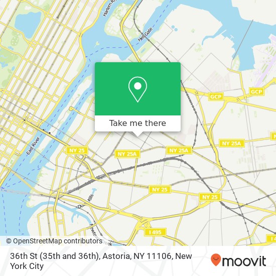 Mapa de 36th St (35th and 36th), Astoria, NY 11106