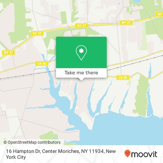 Mapa de 16 Hampton Dr, Center Moriches, NY 11934