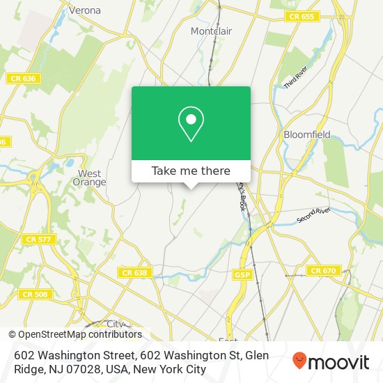 602 Washington Street, 602 Washington St, Glen Ridge, NJ 07028, USA map