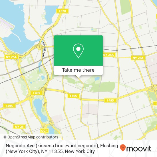 Mapa de Negundo Ave (kissena boulevard negundo), Flushing (New York City), NY 11355