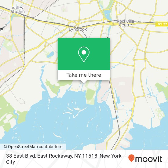 Mapa de 38 East Blvd, East Rockaway, NY 11518