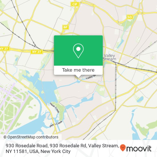Mapa de 930 Rosedale Road, 930 Rosedale Rd, Valley Stream, NY 11581, USA