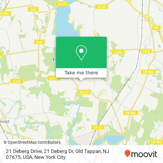 Mapa de 21 Deberg Drive, 21 Deberg Dr, Old Tappan, NJ 07675, USA