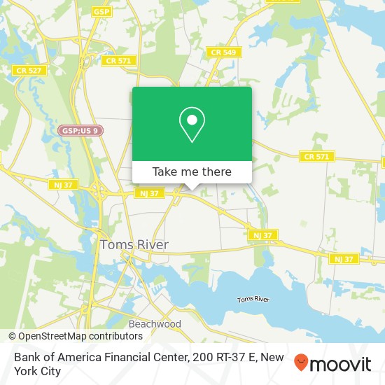 Bank of America Financial Center, 200 RT-37 E map