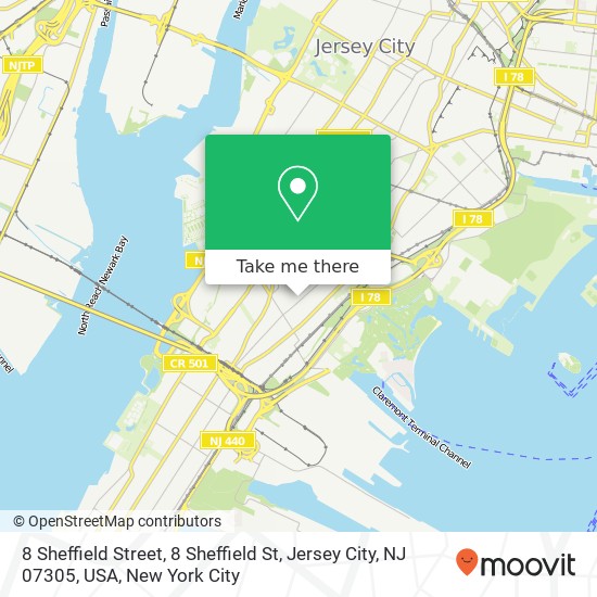 8 Sheffield Street, 8 Sheffield St, Jersey City, NJ 07305, USA map