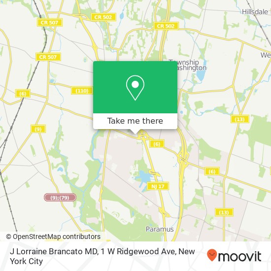 Mapa de J Lorraine Brancato MD, 1 W Ridgewood Ave