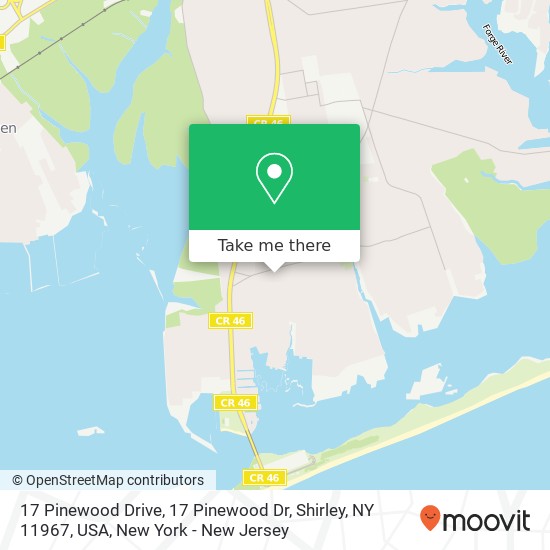 17 Pinewood Drive, 17 Pinewood Dr, Shirley, NY 11967, USA map