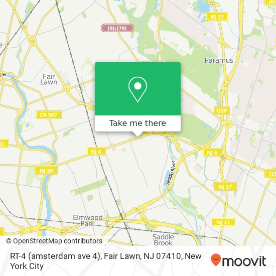 Mapa de RT-4 (amsterdam ave 4), Fair Lawn, NJ 07410