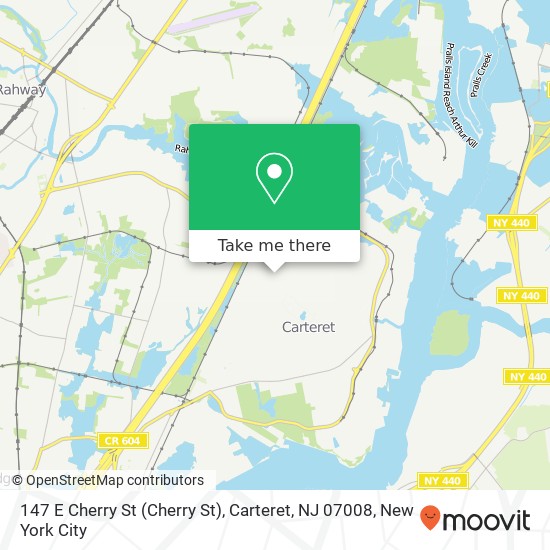 Mapa de 147 E Cherry St (Cherry St), Carteret, NJ 07008