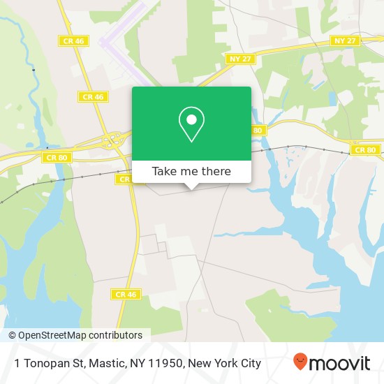 Mapa de 1 Tonopan St, Mastic, NY 11950