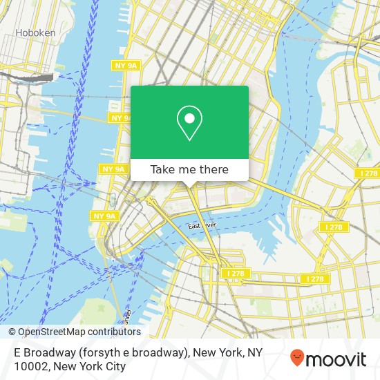 Mapa de E Broadway (forsyth e broadway), New York, NY 10002